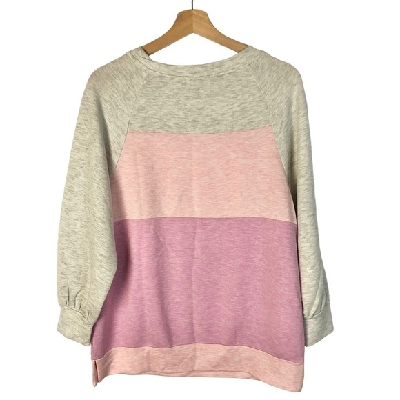Versona Gray & Pink Colorblock Crewneck Sweatshirt S - Picture 2 of 3